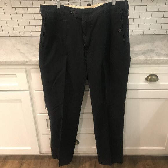 Polo Ralph Lauren Pants Mens 38x32 Black Military Crew Linen Cinch Back Braces - Picture 1 of 16